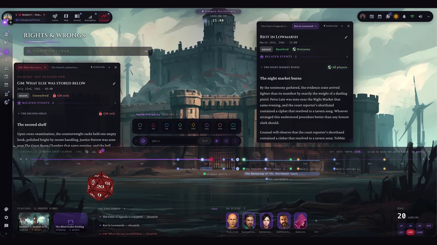 WorldMaster RPG campaign dashboard